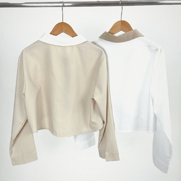 Eightiin Milly Contrast Collar Shirt | White Button Down Top | NWT | Size Small - Picture 3 of 8